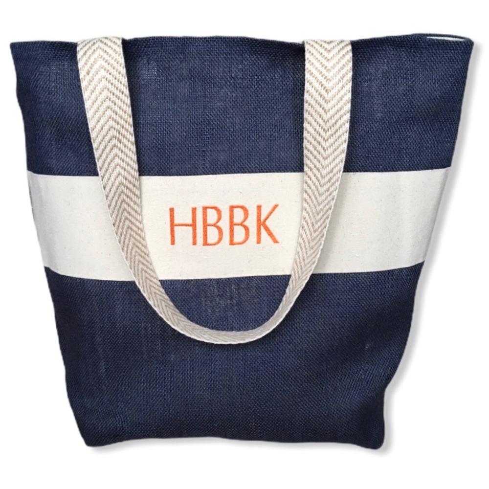 The Nantucket Tote in Navy with Yellow